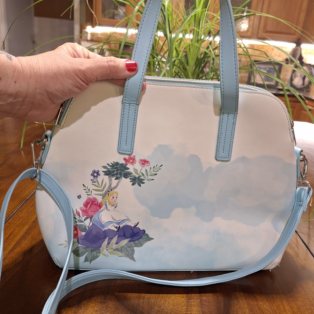 Loungefly White and Blue Alice Floral Crossbody Bag